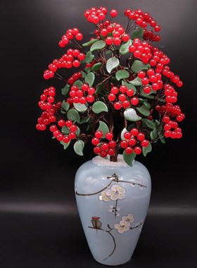 天然水晶发财树红玉髓招财客厅酒柜玄关装饰公司开业乔迁新婚送礼