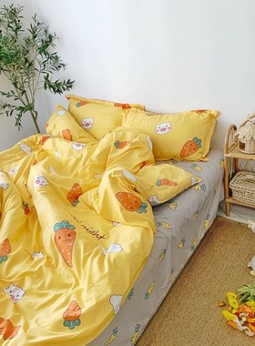 包邮!老客户碧入款 不起球不掉色精梳棉床上用品四件套21440水洗