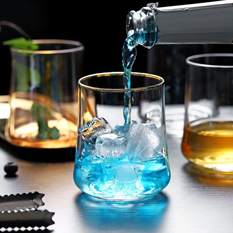 日式玻璃杯子啤酒杯威士忌酒杯男家用透明杯子水杯女饮料杯果汁杯