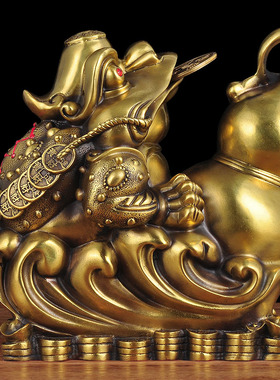 金蟾葫芦摆件招财黄铜店铺开业礼品家居客厅玄关装饰乔迁新居礼物