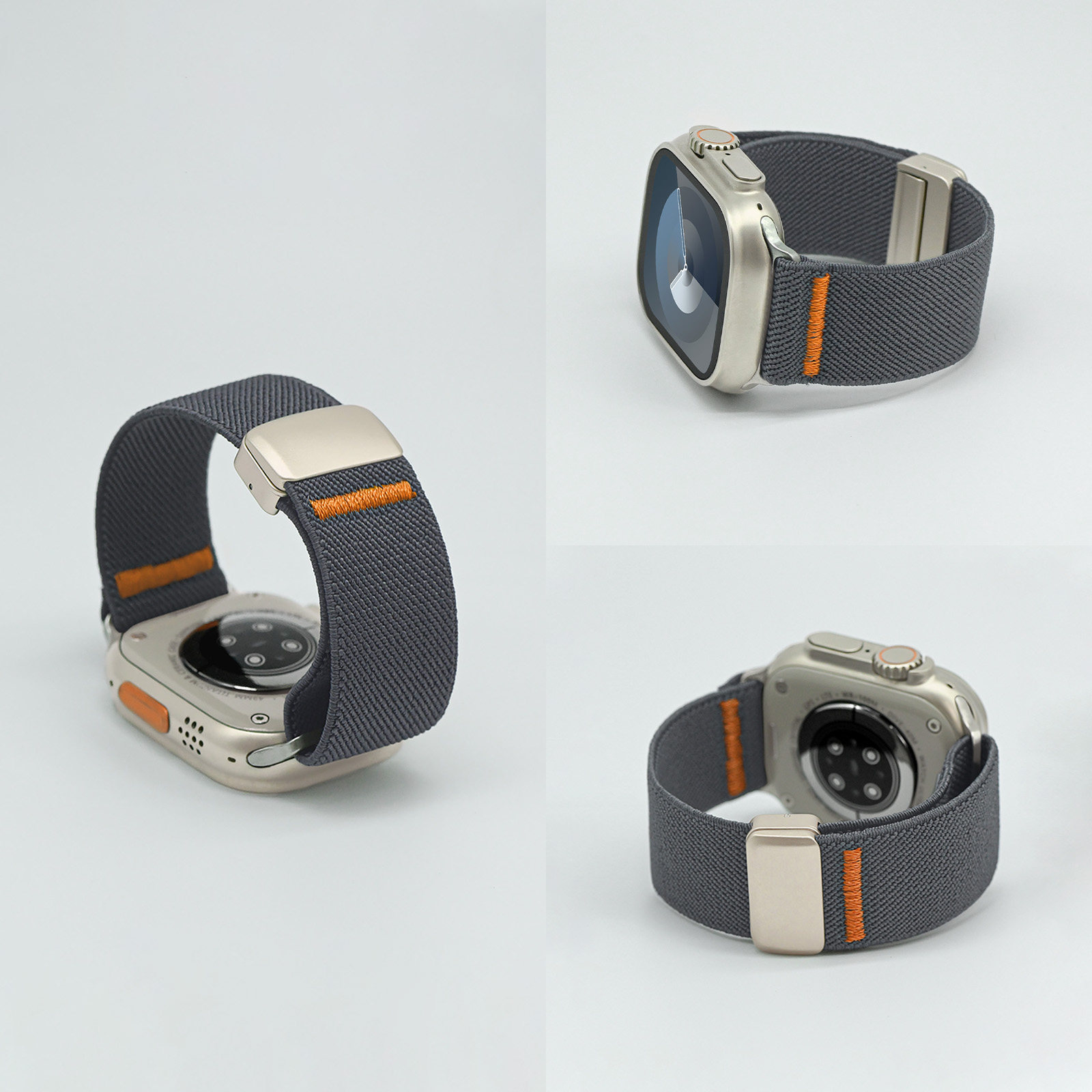 适用苹果手表工装磁吸Ultra表带applewatch11/10/9/8/7弹力尼龙回环iWatch针织透气49mm运动腕带男款轻薄柔软