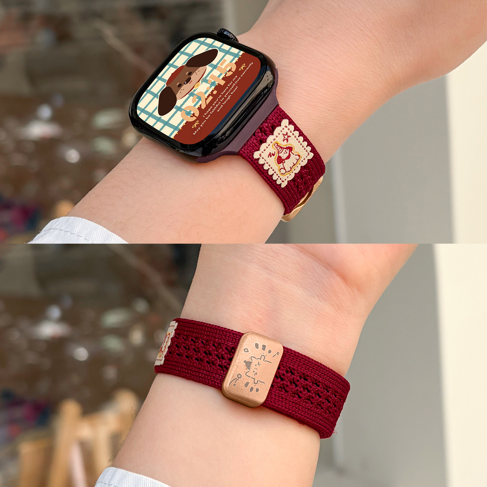 iwatch细款卡通编织网格透气表带
