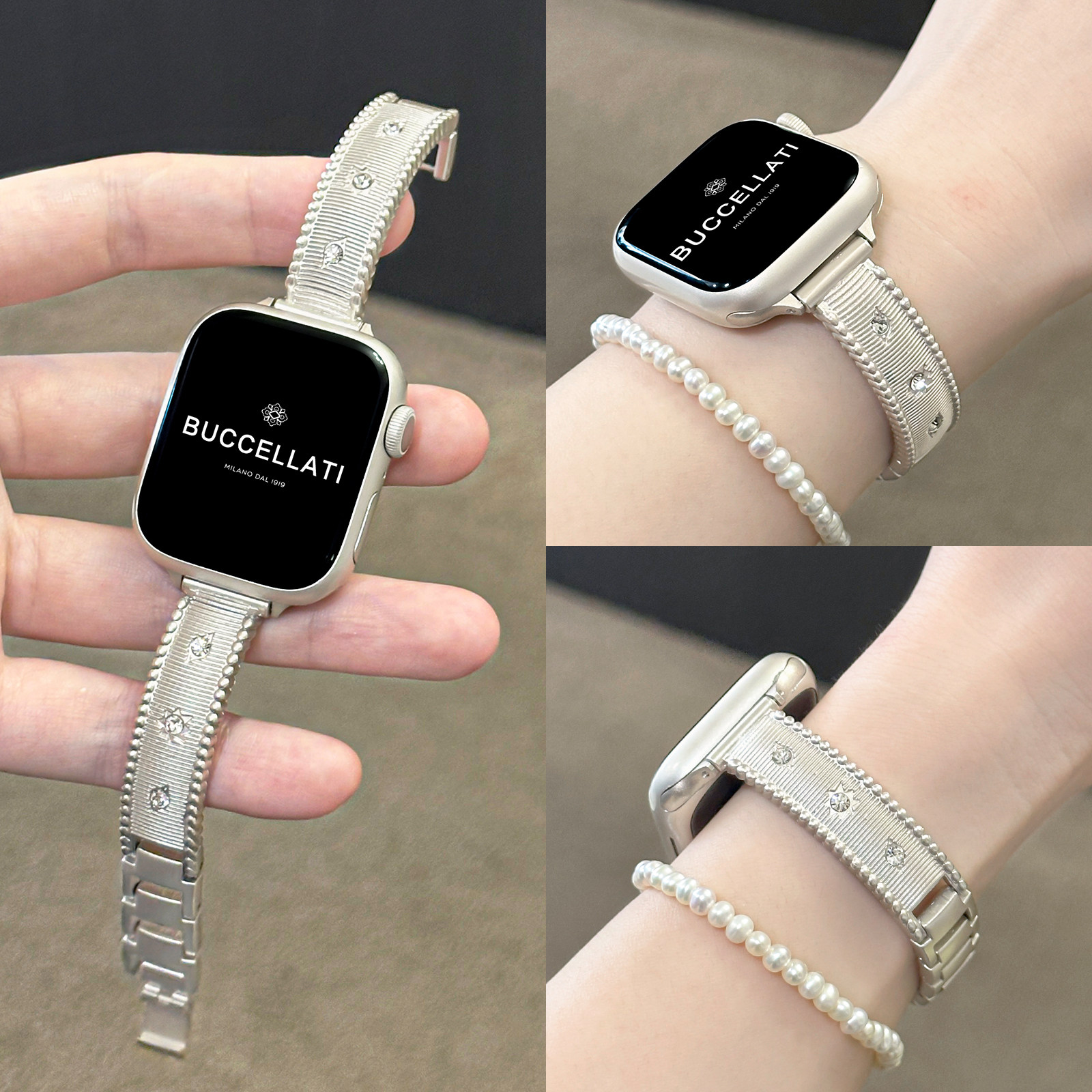 适用iWatch星芒手镯镶钻金属表带
