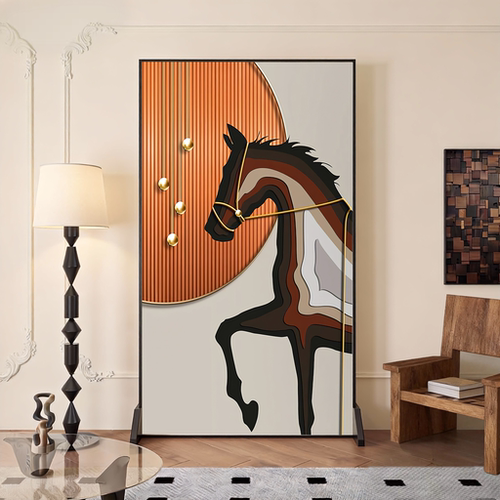 现代轻奢铝合金屏风隔断办公室移动座屏简约中式酒店客厅玄关遮挡