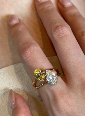 「双石戒」简约轻奢质感戒指