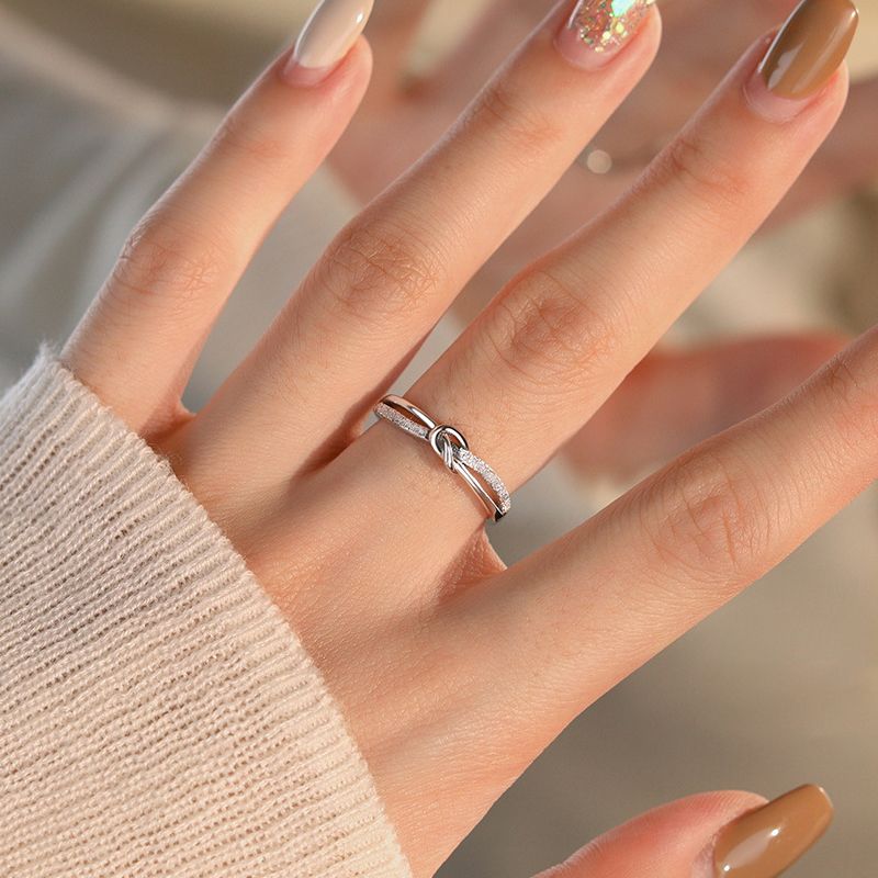 素圈麻花戒指女开口可调节指环小众设计单戒轻奢饰品高级感百搭