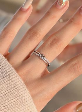 轻奢开口可调节素圈麻花戒指女