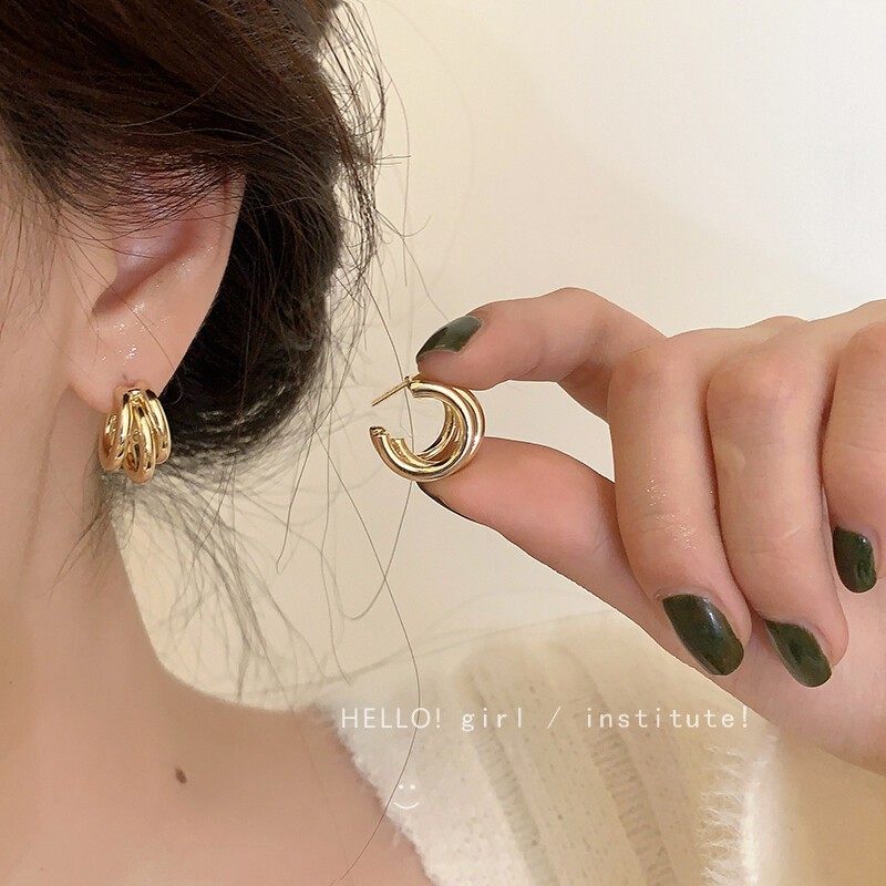 纯银耳钉轻奢高级感金属圆圈耳环女小众设计感简约耳圈2025年新款,饰品/流行首饰/时尚饰品新,耳环,淘宝优惠券,粉丝福利购,淘宝优惠卷