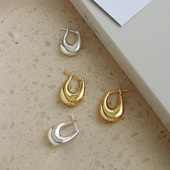 冷淡风fever同款 耳扣几何设计椭圆形高级感小众简约百搭气质耳环