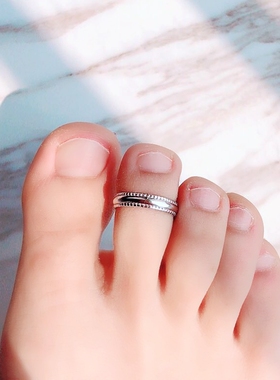 戒指脚趾环趾戒性感齿边光面尾戒