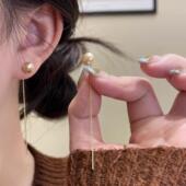 耳环耳钉高级感简约耳饰女 2026新款 春夏新款 耳线香槟金色珍珠长款