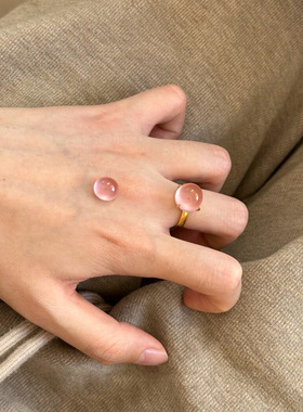 巨好看的粉色水晶戒指女2025新款