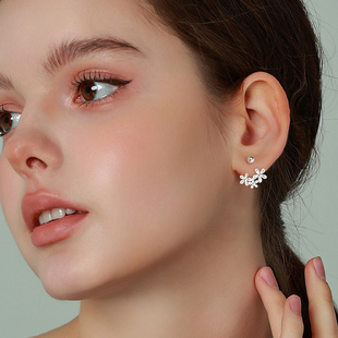 纯银耳钉花朵耳钩螺丝拧耳环2025新款 高级感设计轻奢耳饰品女 爆款