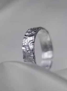 男女尾戒熔岩肌理可调节开口戒指