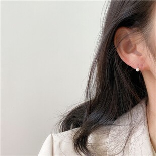 睡觉不用摘耳扣mini珍珠小耳圈简约气质叠带混搭养耳骨ins风耳饰