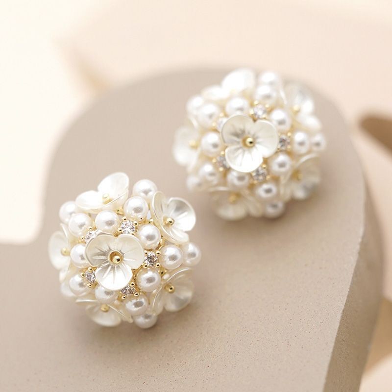 「花团锦簇」纯银耳钉日系绣球花朵女手捧花高级花瓣甜美耳环女