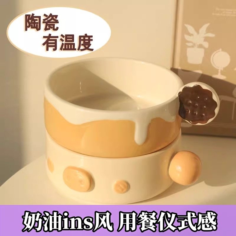 优质陶瓷猫碗小猪猫食盆