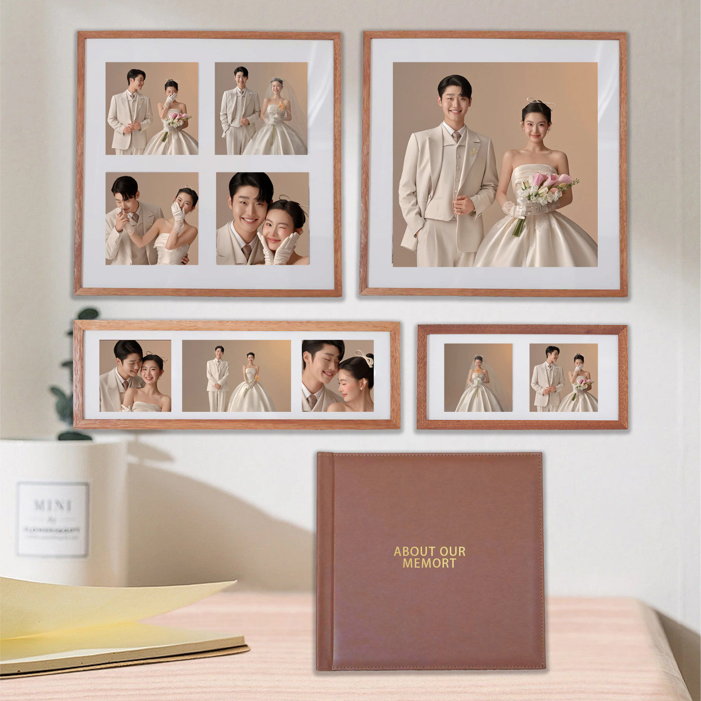 婚纱照相框相册5件套  免费设计洗照片