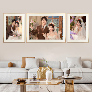 定制婚纱照相框挂墙放大洗照片加制作主床头结婚照全家福相片打印
