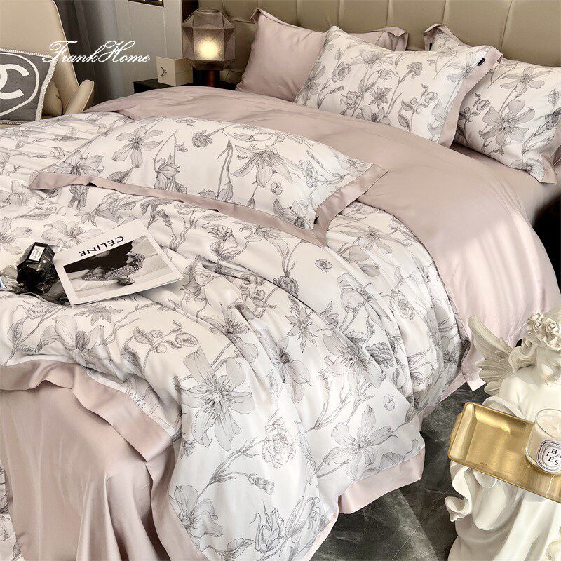 高端80支双面天丝床品四件套 夏季冰丝被套裸睡丝滑床单床上用品