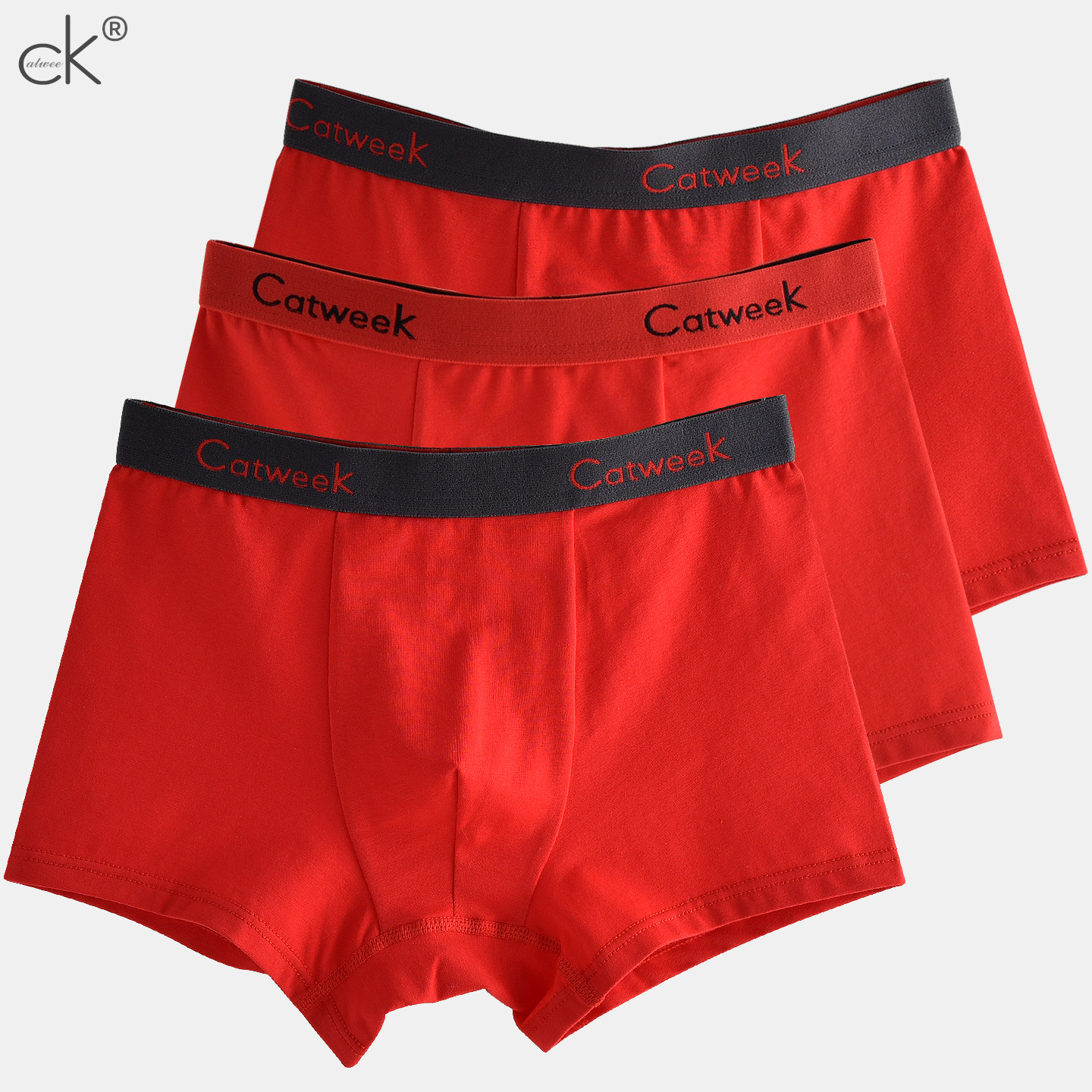 80支100%纯棉10A抗菌裆男童内裤本命年红色中大童平角裤12岁A类