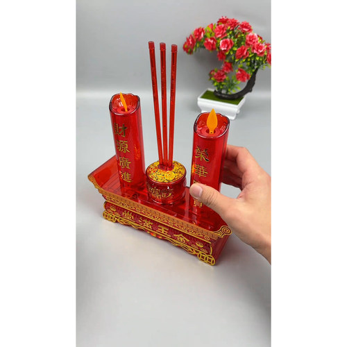 电子蜡烛LED摇摆仿真烛台网红供佛长明灯电池插电香炉佛堂财神灯