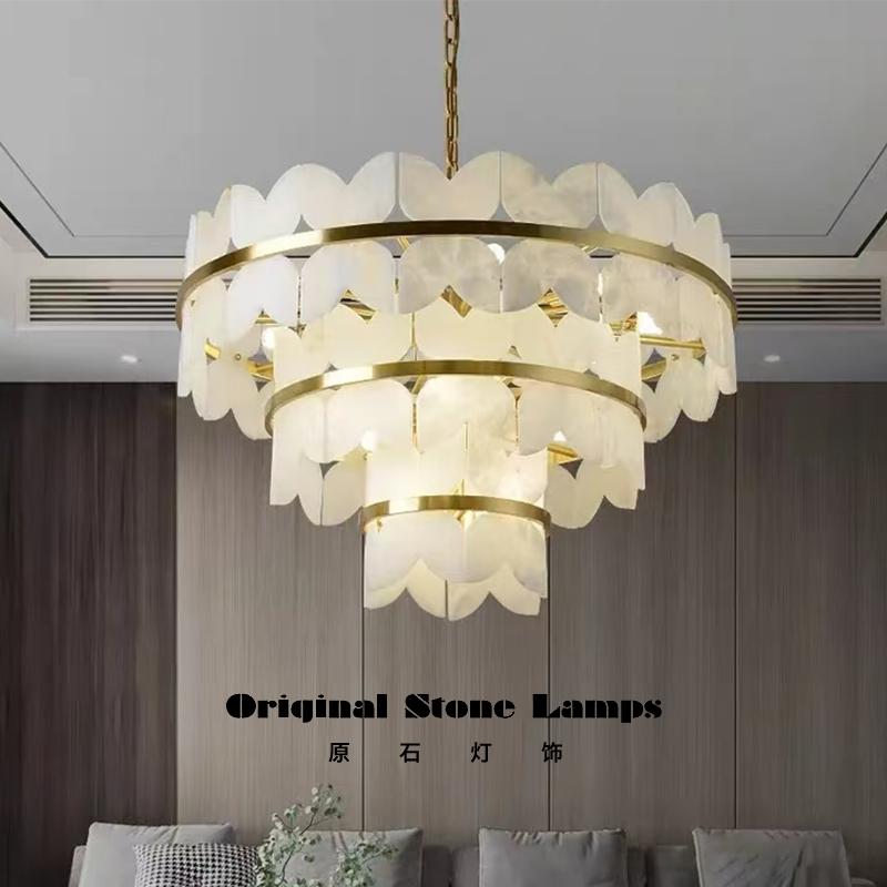 云石全铜客厅吊灯现代创意