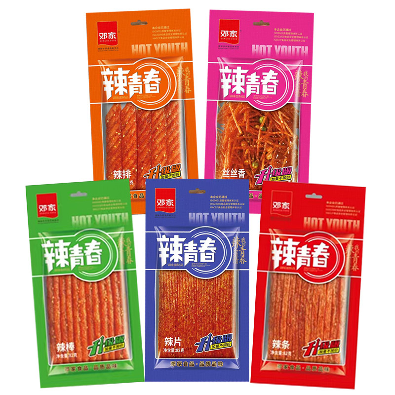 速发邓家辣青春老式手工辣棒辣条丝丝香经典面筋制品网红零食麻辣
