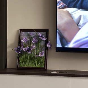 大莅紫色鸢尾花装 饰 饰画手工diy扭扭棒花束油画相框材料包家居装