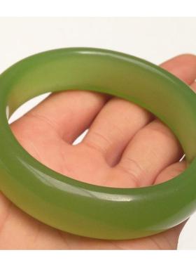 翡翠色手镯子女款玻璃手镯子浅绿色玉石手镯玛瑙玉镯子