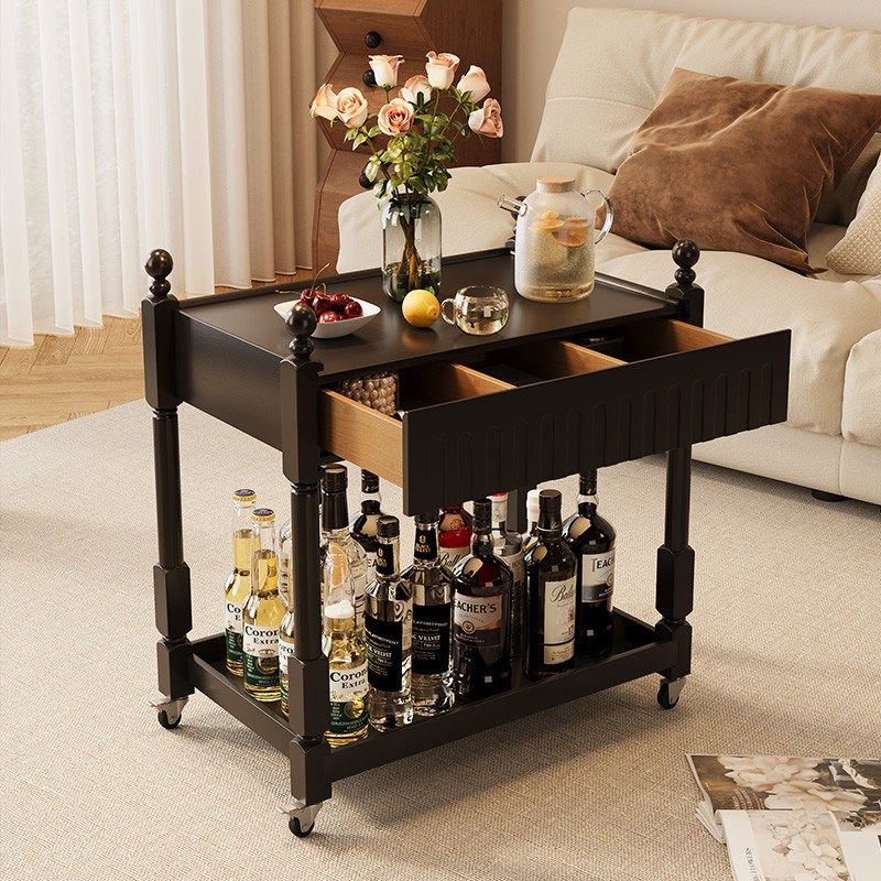 沙发边柜侧边柜实木边几茶几可移动中古小推车黑色美式置物架茶桌,住宅家具,移动边几/推车,淘宝优惠券,粉丝福利购,淘宝优惠卷