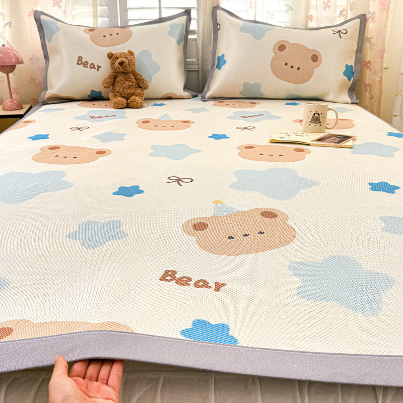 2025夏季凉感冰藤席冰丝宿舍三件套可机洗单双人空调软席子可折叠,床上用品,冰丝席,淘宝优惠券,粉丝福利购,淘宝优惠卷