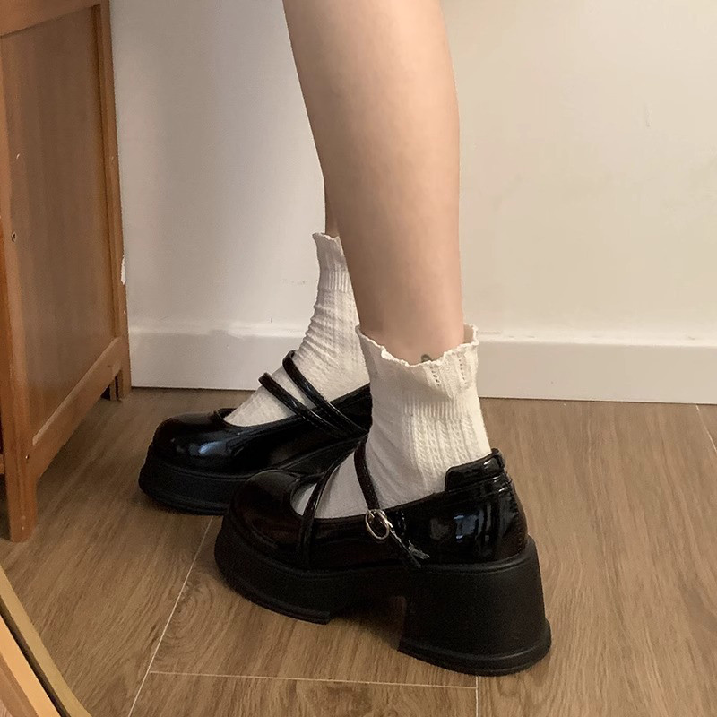高货奶奶日系乐福鞋皮鞋女制服低跟内增高女鞋蝴蝶结扣带学院风舒