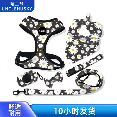哈二爷宠物项圈六件套宠物狗背带双面印刷宠物牵引绳印花宠物胸背