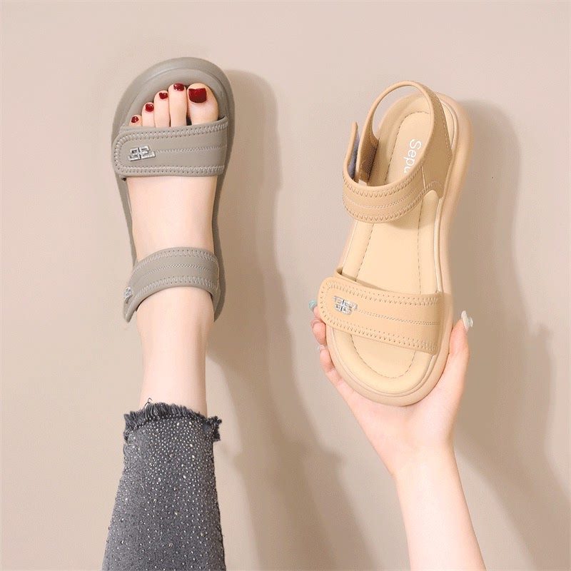运动凉鞋女夏2025年新款时尚平底魔术贴软底孕妇防滑沙滩鞋大码42,女鞋,时装凉鞋,淘宝优惠券,粉丝福利购,淘宝优惠卷