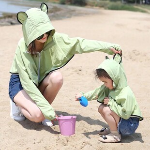 长袖 薄款 防晒衣女宽松透气亲子防紫外线 超火夏季 百搭外套2025新款