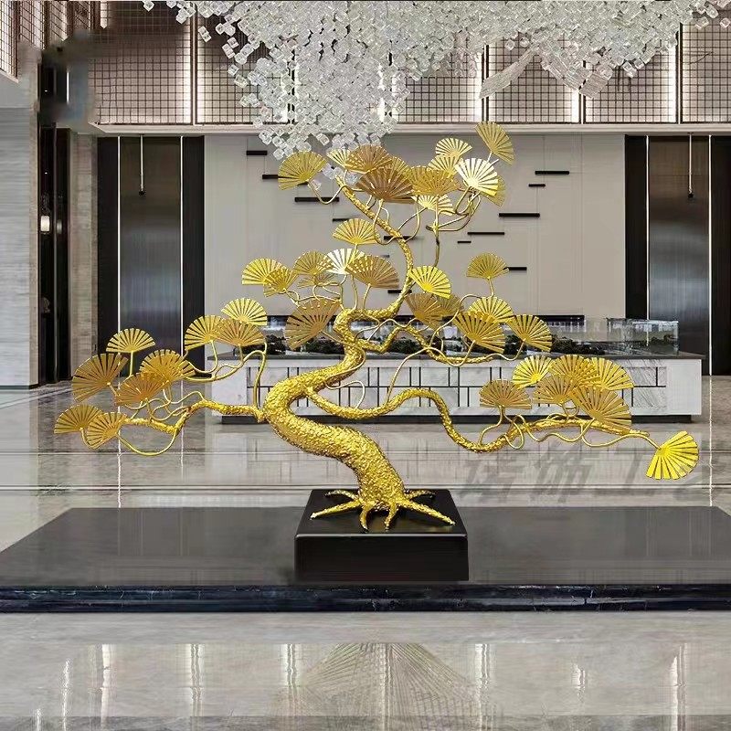 新中式金属迎客松摆件玄关客厅桌面铁艺松树雕塑酒店招财树工艺品,家居饰品,桌面摆件,淘宝优惠券,粉丝福利购,淘宝优惠卷