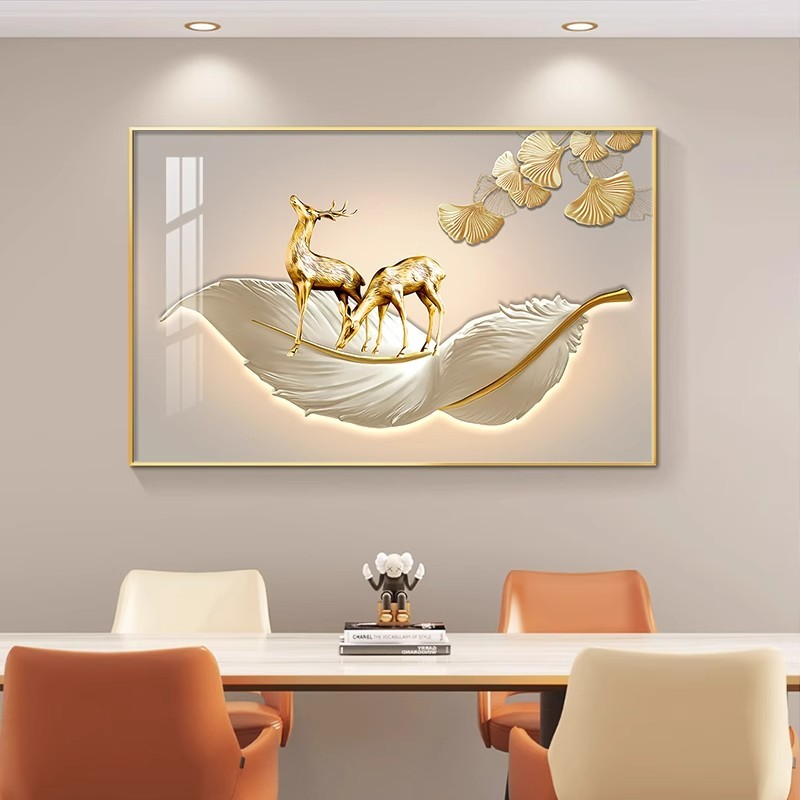 餐厅装饰画2025新款现代轻奢饭厅挂画玄关鞋柜餐桌壁画高档九鱼图片