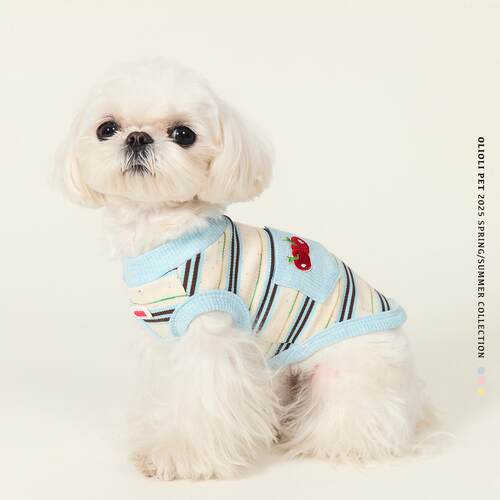 OLIOLI PET撞色条纹狗狗衣服春夏比熊泰迪猫咪小型犬宠物背心吊带