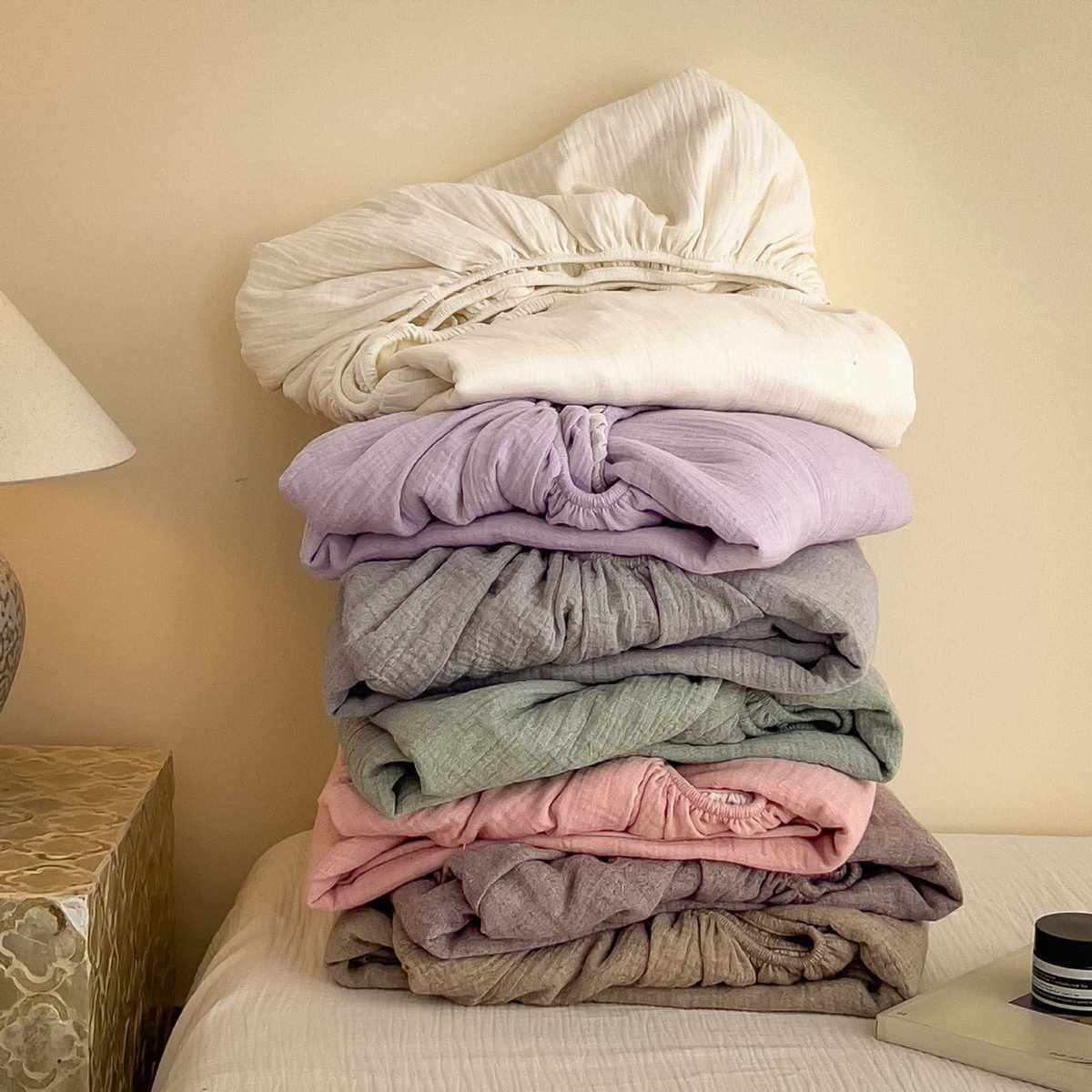 纯色全棉皱皱纱单品被套床单床笠纯棉纱布透气柔软裸睡床垫保护套,床上用品,床单,淘宝优惠券,粉丝福利购,淘宝优惠卷