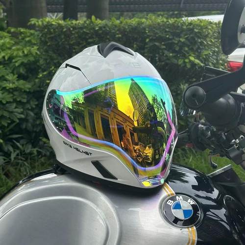 QIKE骑克FP02镜片摩托车全盔大视野广角极光蓝红镀银黑色镜片