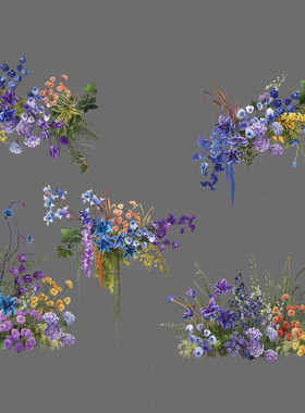 蓝紫黄绿橙色婚礼花艺素材psd源文件蓝紫色婚礼南洋风婚礼