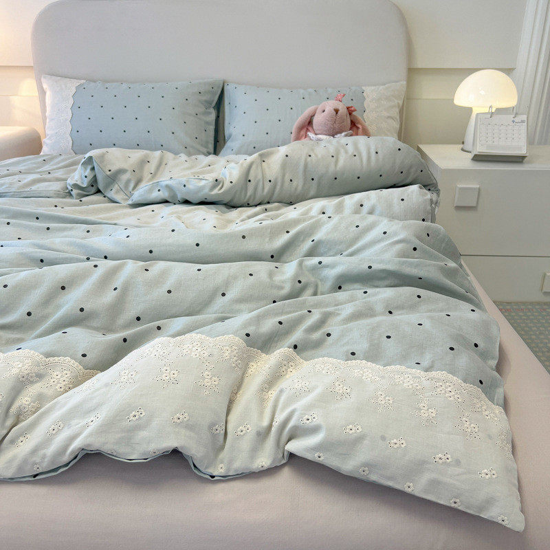 A类法式蕾丝边小清新四件套皱皱纱花边款水洗棉床笠款宿舍三件套,床上用品,床品套件/四件套/多件套,淘宝优惠券,粉丝福利购,淘宝优惠卷