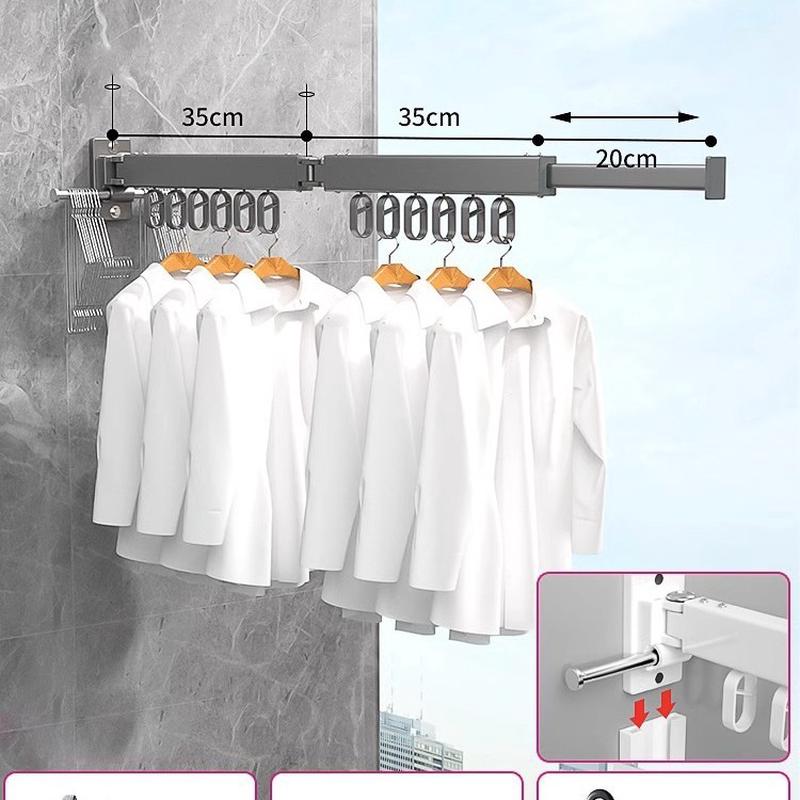 批发免打孔折叠晾衣架壁挂式隐形凉室内外杆衣飘窗家用阳台晒被子