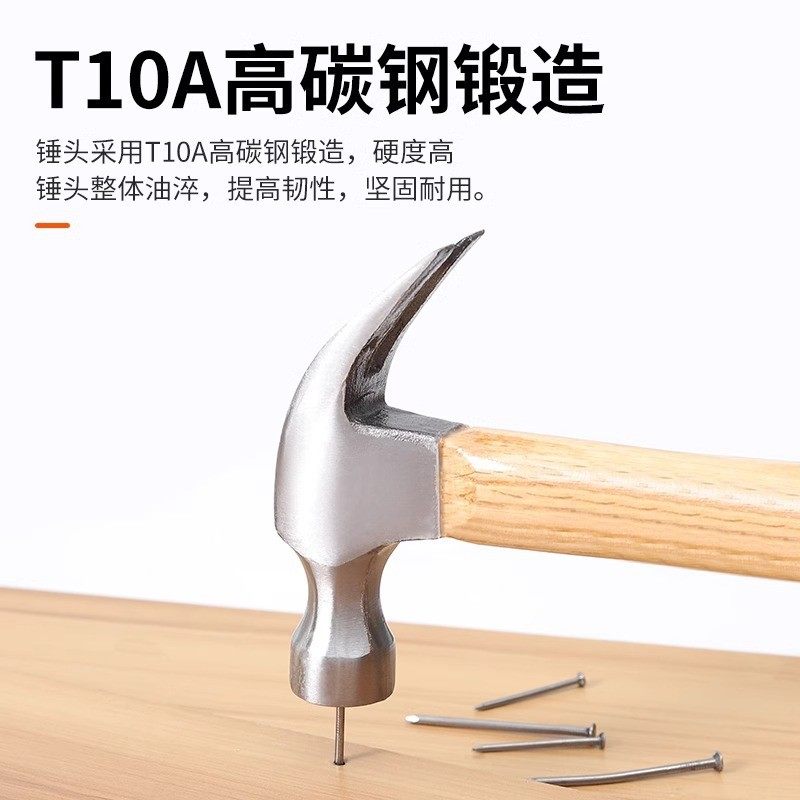 一件代发家用高碳钢羊角锤铁锤榔头拔钉木工大号迷你小号包胶精工图片