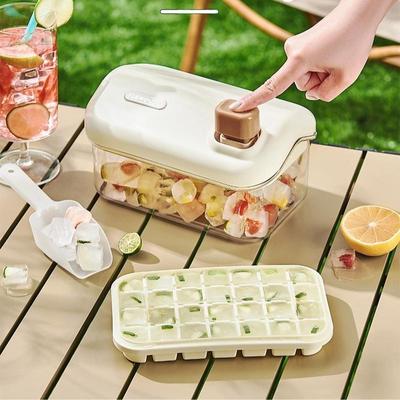 新款冻冰块膜模具双层冰格按压式食品级家用冰箱制储冰盒超大容量