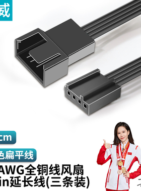 臻威 主板4针4pin机箱风扇CPU风扇包网25cm三条装风扇温控延长线