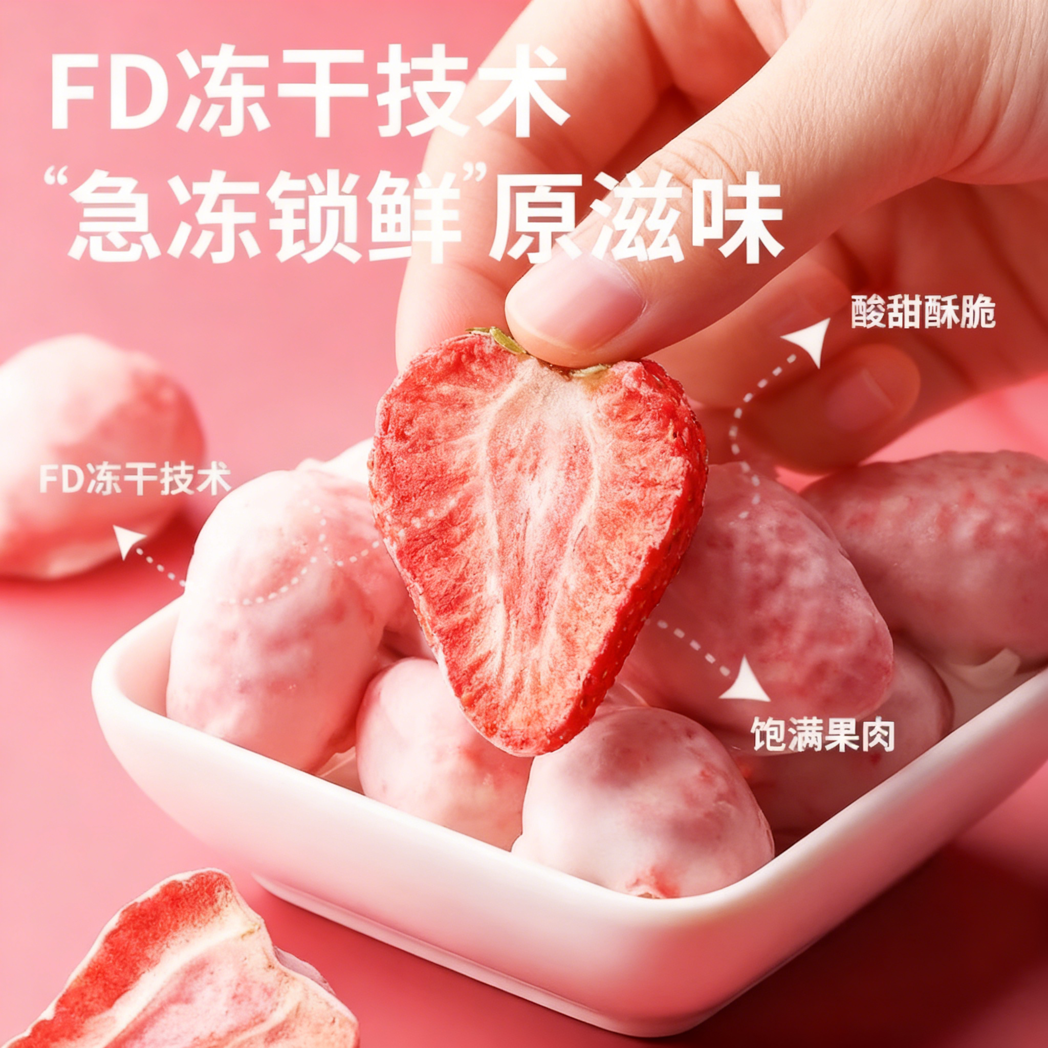 央妈推荐~草莓冻干整颗巧克力涂层独立包装网红休闲零食水果干