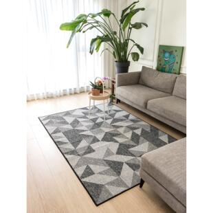 黑白几何客厅地毯夏季薄沙发咖啡桌垫现代简单卧室床头毯家庭机洗