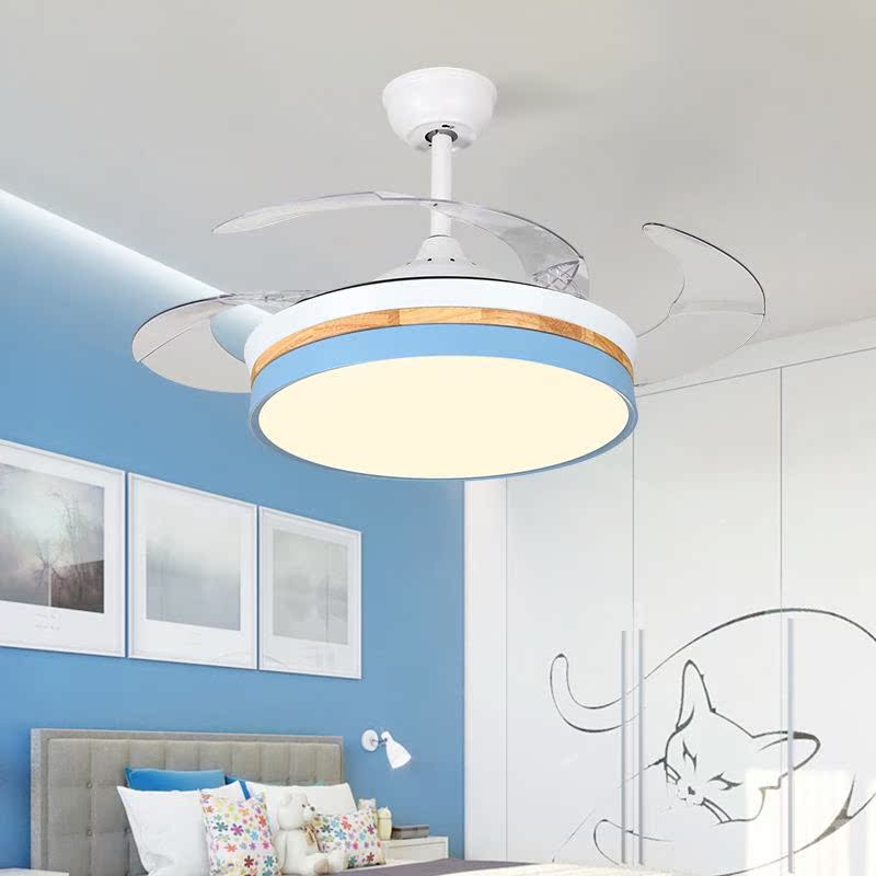 隐形吊扇灯北欧吊扇灯42寸实木风扇灯ceiling fan马卡龙风扇灯